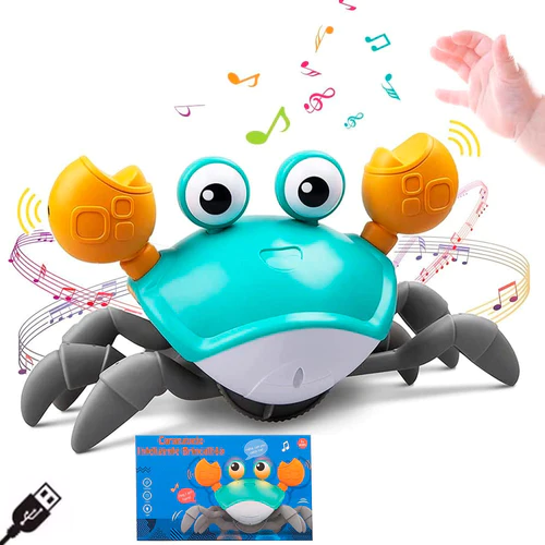 Caranguejo Interativo e Brincalhão com Sensor de Obstáculos, Músicas e Luzes Ofertkids (PROMOÇÃO EXCLUSIVA)