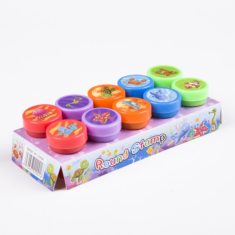 10 unidades de selos variados para crianças carimbos de tinta própria para crianças carimbos de brinquedo carimbos sorridentes selo
